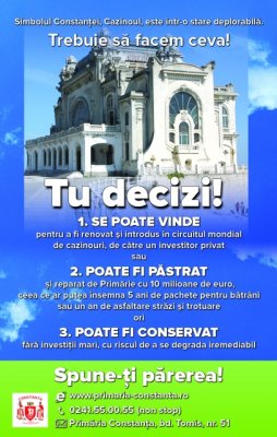 Sondaj lansat de Primăria Constanţa: Ce facem în privinţa Cazinoului?